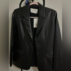 OAK+FORT BRAND NEW LEATHER BLAZER